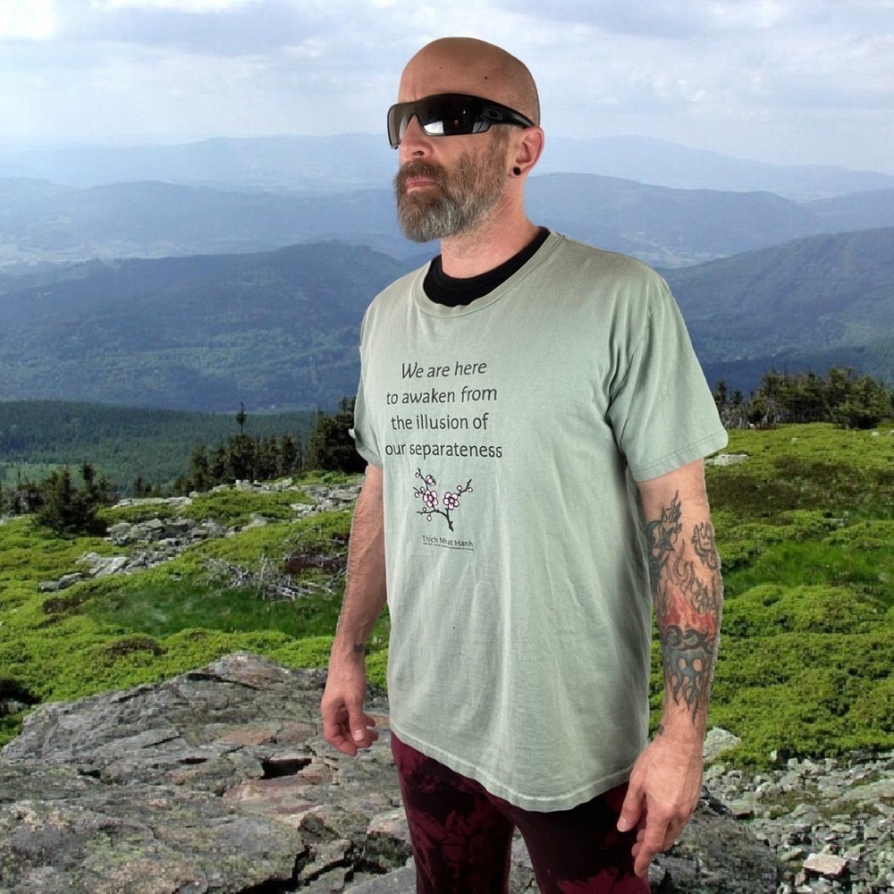 “WE Are Here to Awaken from the Illusion of Separateness” Distressed T-Shirt - Picture 8 of 8